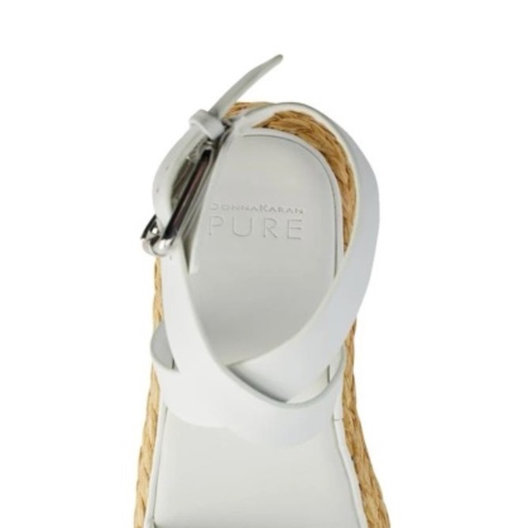 PURE Donna Karan Lolah Ankle Strap Raffia Platform Sandal White Leather Size 7 - Picture 3 of 12